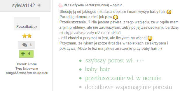 Wcierka Jantar opinie baby hair blog